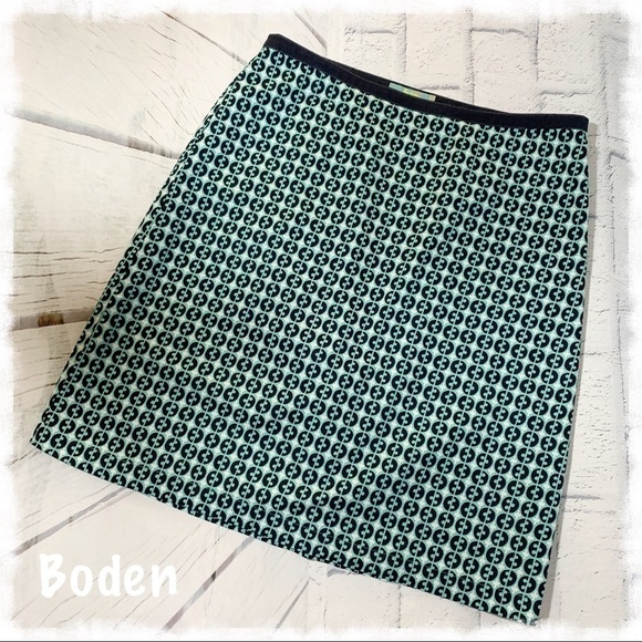 𝅺boden Teal, Navy and White Geometric Print Skirt - Picture 1 of 6